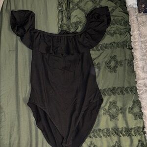 Ten Sixty Sherman Black Ruffled Bodysuit